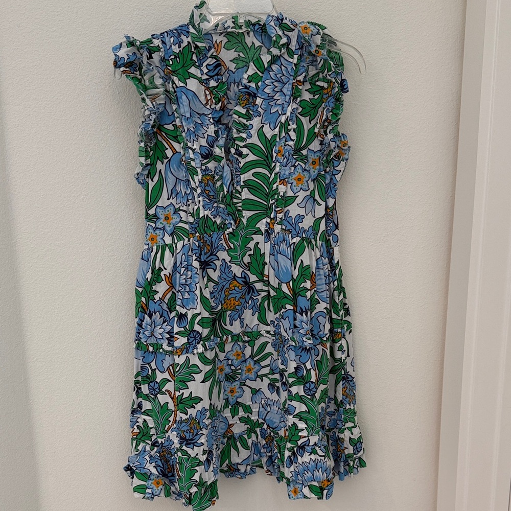 Blue & Green Floral Ruffle Sundress